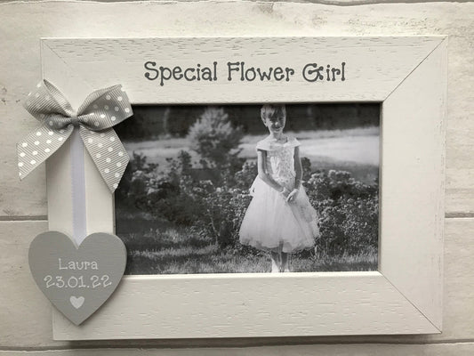 Personalised Special Flower Girl Memory Gift Wooden Handcrafted Photo Frame