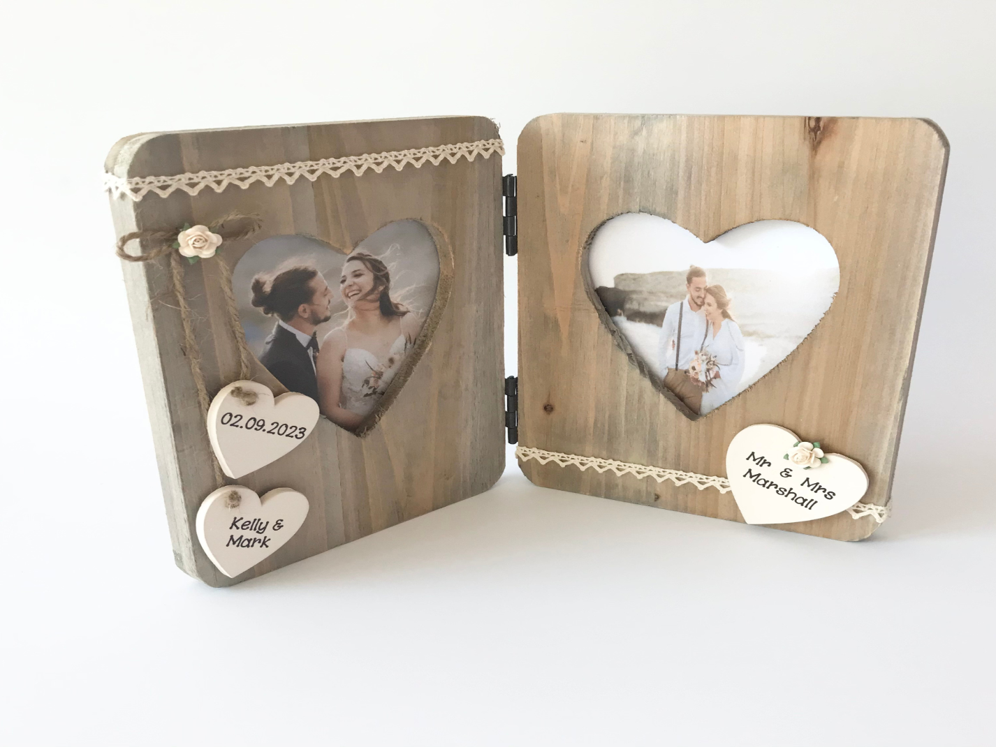 Rustic Personalised Wooden Couples Wedding Photo Frame