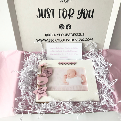 Congratulations Birth Announcement Personalised Luxury Wooden Photo Frame