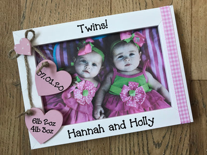 Personalised Handcrafted Twins Picture Frame