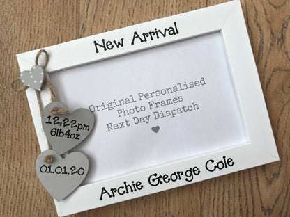 Handcrafted Personalised New Baby Boy Picture Frame
