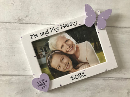 Handcrafted Personalised Me and My Nanny Butterfly Picture Frame
