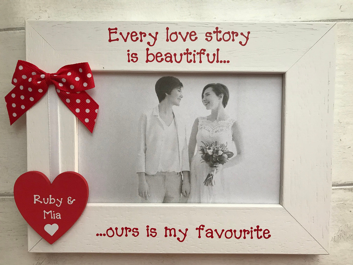 Personalised Engagement Congratulations Same Sex Couple Wooden Handcrafted Photo Frame