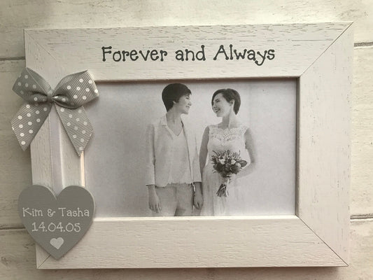 Personalised Forever And Always Quote Couple Anniversary Wooden Handcrafted Photo Frame