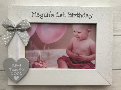 Personalised Baby's First Birthday Gift Wooden Handcrafted Photo Frame