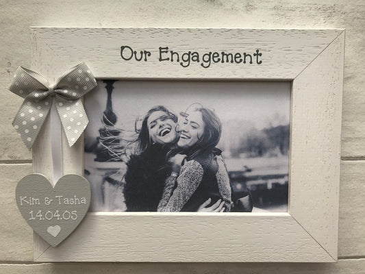 Personalised Engagement Congratulations Couple Anniversary Wooden Handcrafted Photo Frame