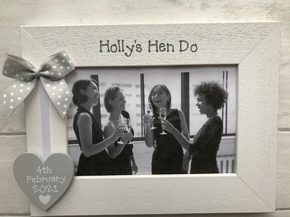 Personalised Hen Do Bride Memory Gift Wooden Handcrafted Photo Frame