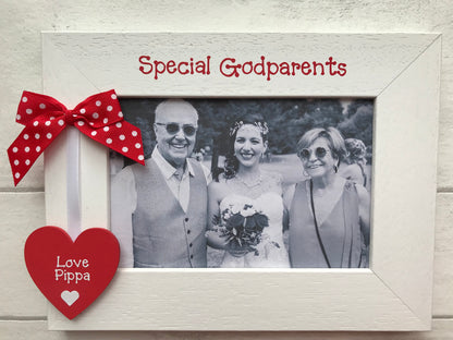 Personalised Special Godparents Gift Wooden Handcrafted Photo Frame Picture Keepsake Any Wording 6x4 5x7