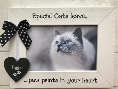 Personalised Wooden Handcrafted Special Cats Memory Remembrance Photo Frame