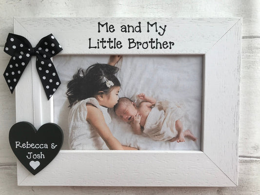 Personalised Siblings Me and My Little Brother White Wooden Photo Frame