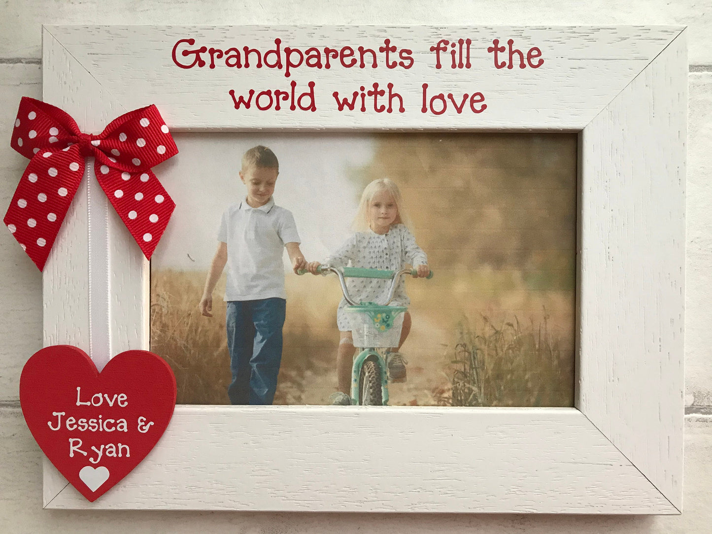 Personalised Grandparents Fill The World With Love Wooden Handcrafted Photo Frame