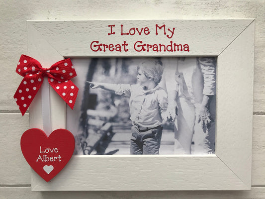 Personalised I Love My Great Grandma Wooden Handcrafted Photo Frame