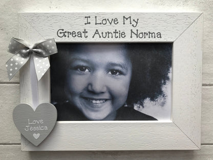 Personalised I Love My Great Auntie Wooden Handcrafted Photo Frame