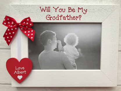 Personalised Will You Be My Godfather Gift Wooden Handcrafted Photo Frame