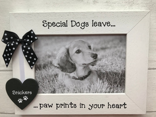 Personalised Wooden Handcrafted Special Dogs Pet Memory Remembrance Photo Frame