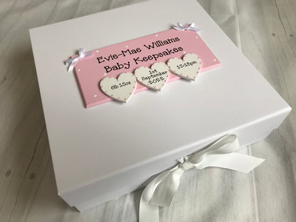 Personalised Handcrafted New Baby Keepsake Box